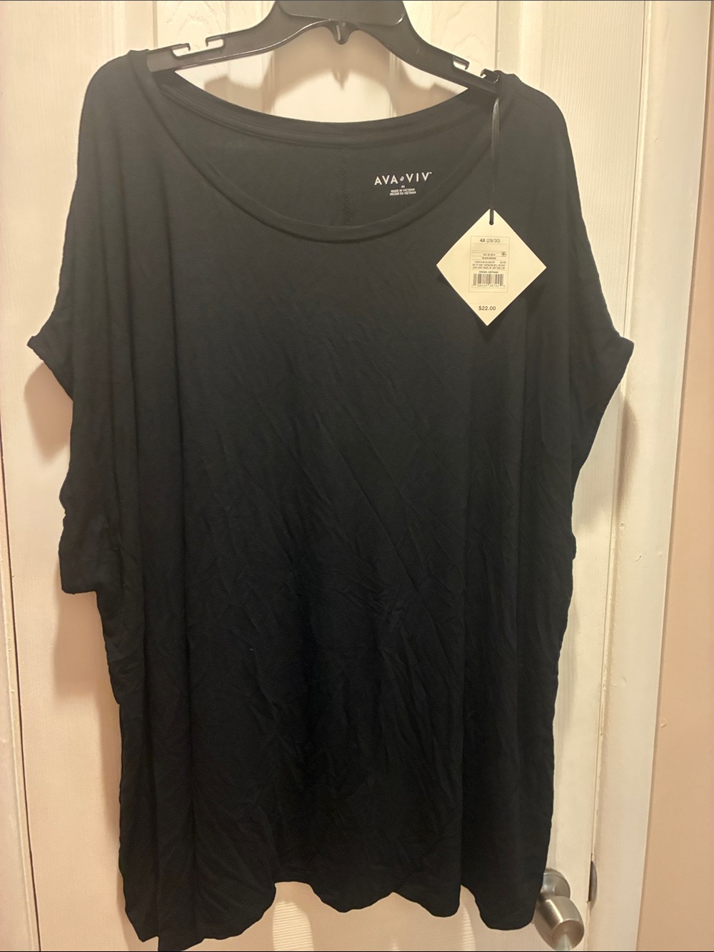 Ava & Viv Black Scoop Neck Short Sleeve Tunic